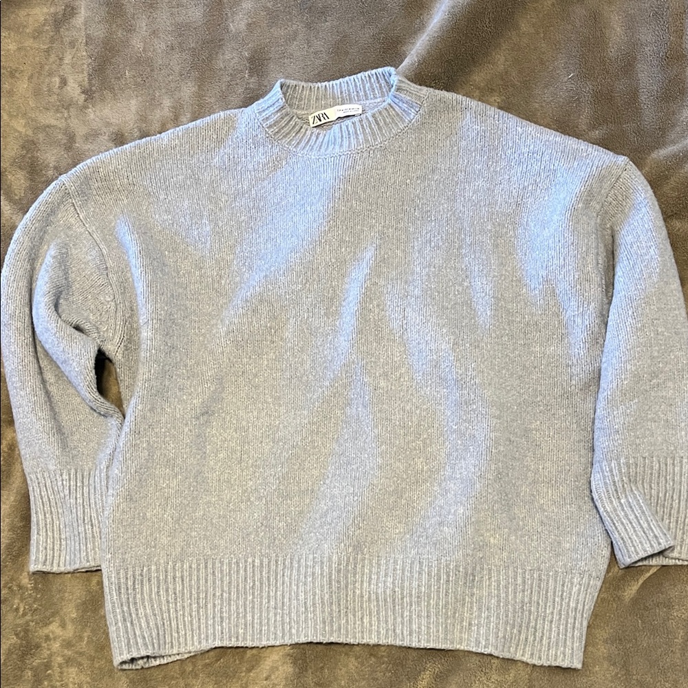 Zara Baby Blue Crew Neck Sweater